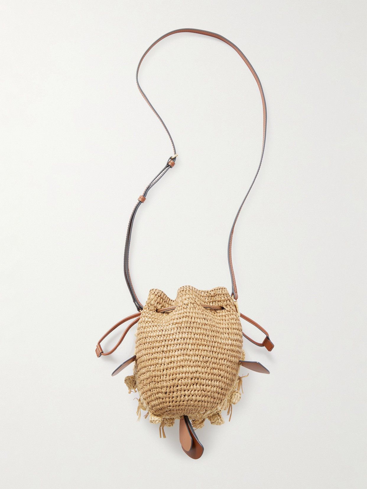 Anya Hindmarch Blowfish Leather-trimmed Raffia Shoulder Bag