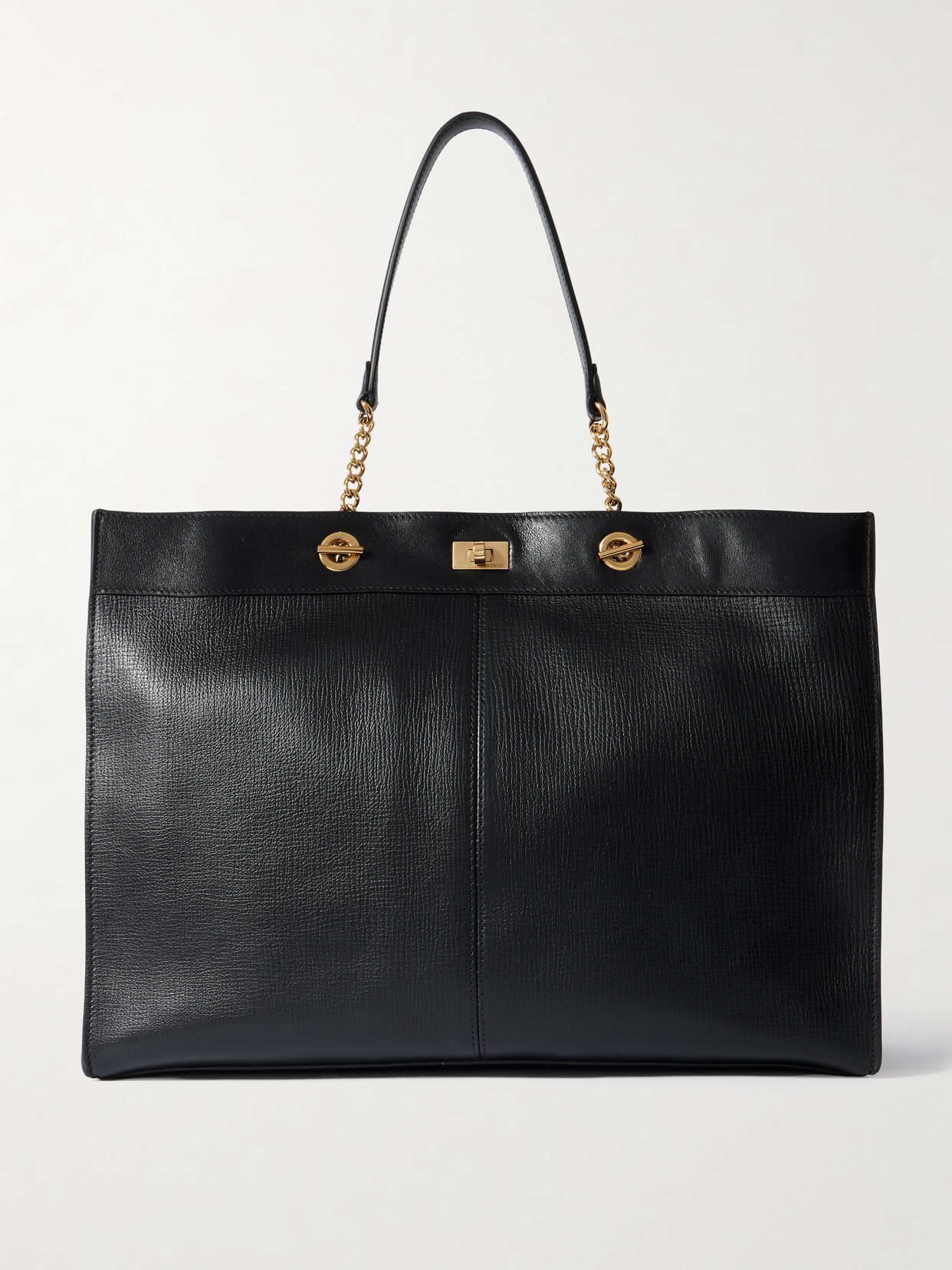 Anya Hindmarch Mortimer Eyelet Chain-embellished Textured Leather Tote In Black