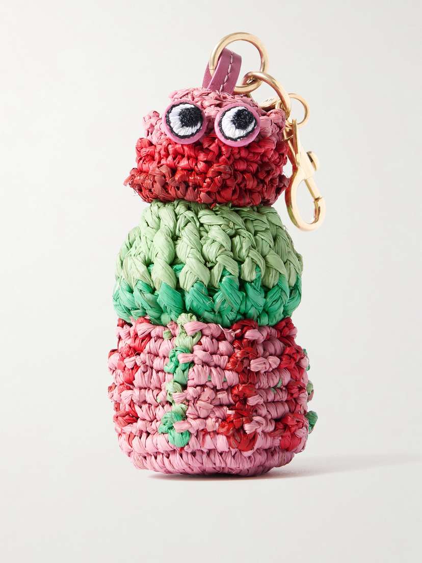 Anya Hindmarch Sea Urchin Leather-trimmed Raffia Bag Charm