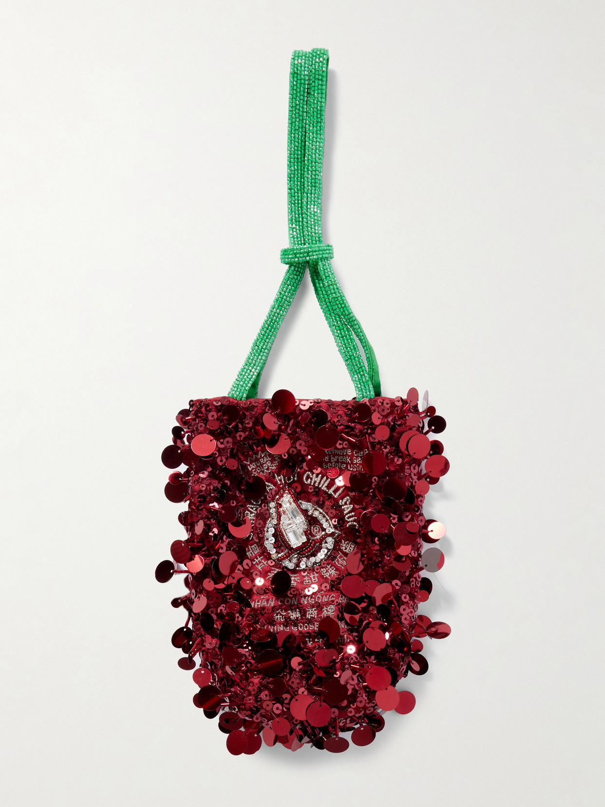 Anya Hindmarch Sriracha Mini Embellished Satin Bucket Bag In Red