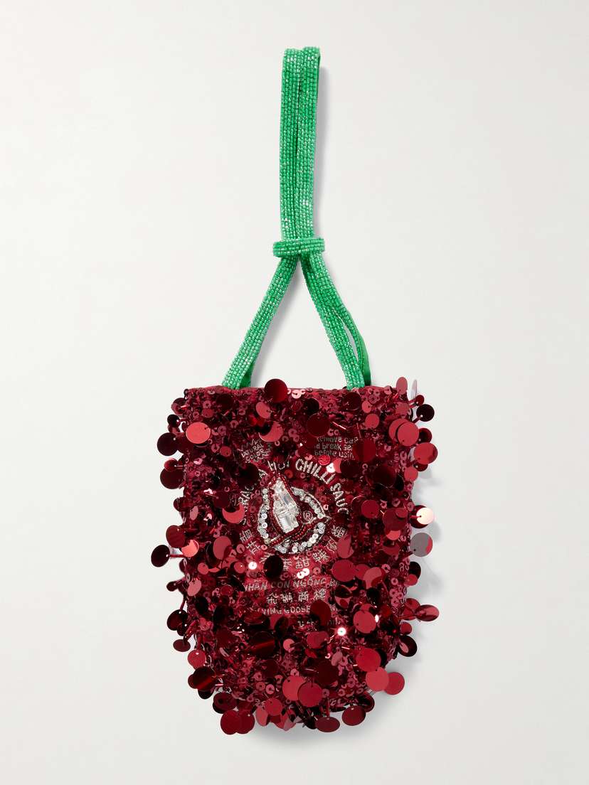 Anya Hindmarch Sriracha Mini Embellished Satin Bucket Bag