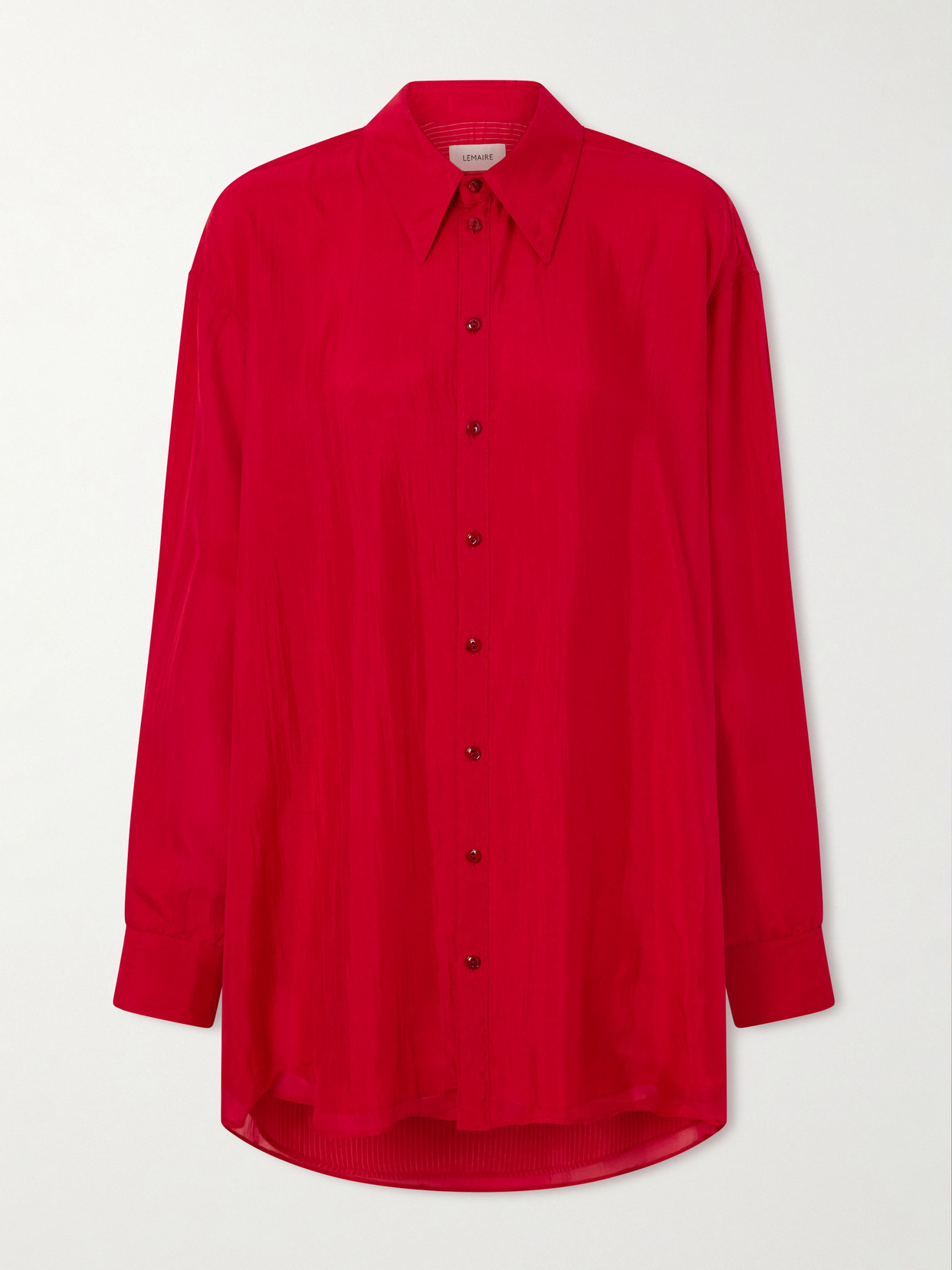 Lemaire Oversized Organic Silk-satin Shirt In Red
