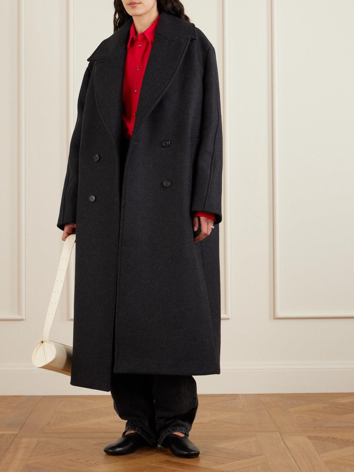 Lemaire Oversized Organic Silk-satin Shirt In Red