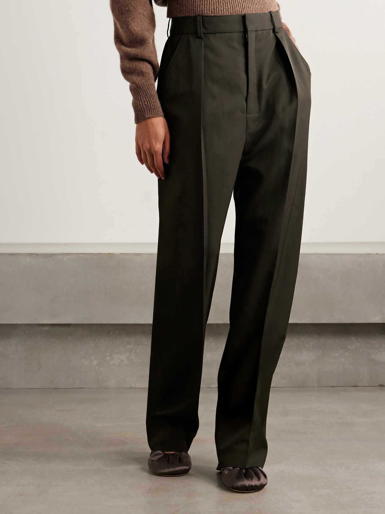 Lemaire Pleated Wool-blend Twill Pants In Animal Print