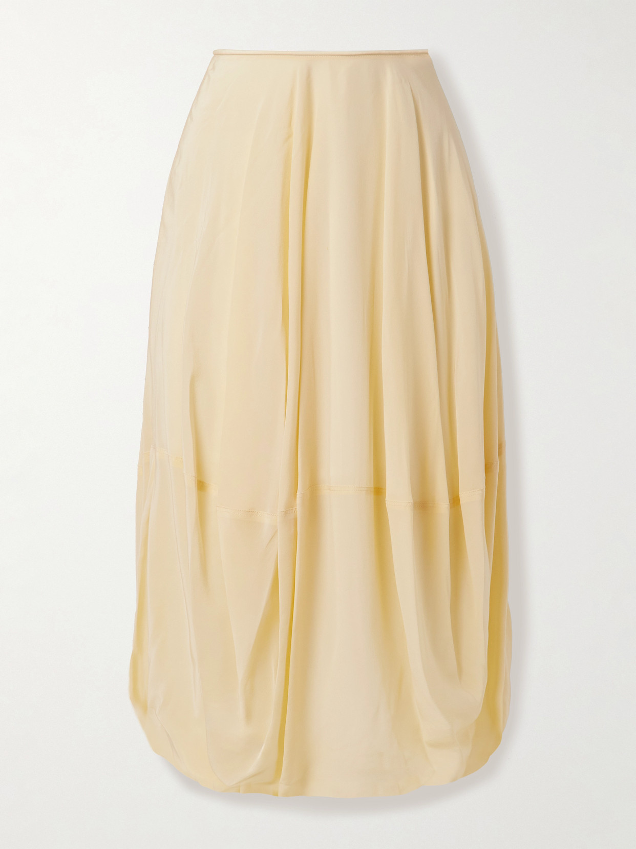 Lemaire Balloon Organic Silk Crepe De Chine Midi Skirt In Yellow