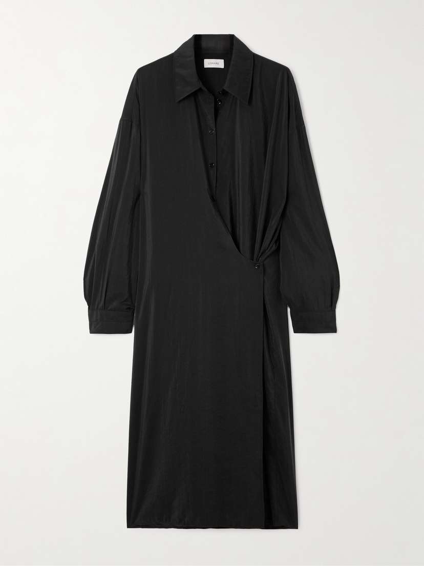 Lemaire Twisted Crinkled Silk-blend Wrap Midi Dress