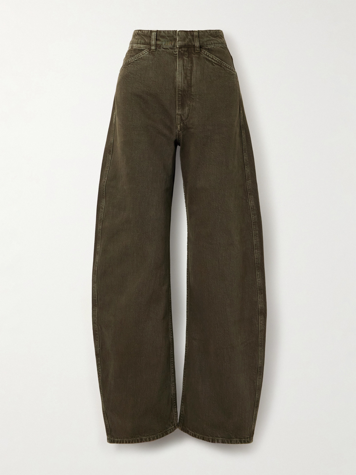 Lemaire High-rise Barrel-leg Organic Jeans In Green