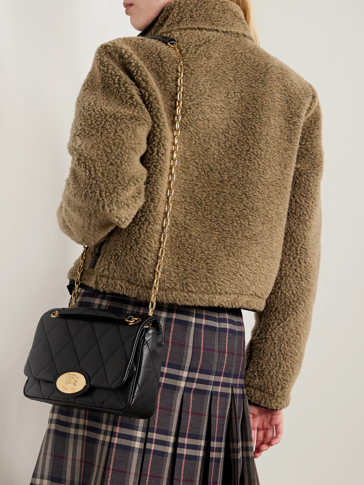 Burberry Quilted Chain Strap Crossbody Bag With Gold-tone Hardware In Black
