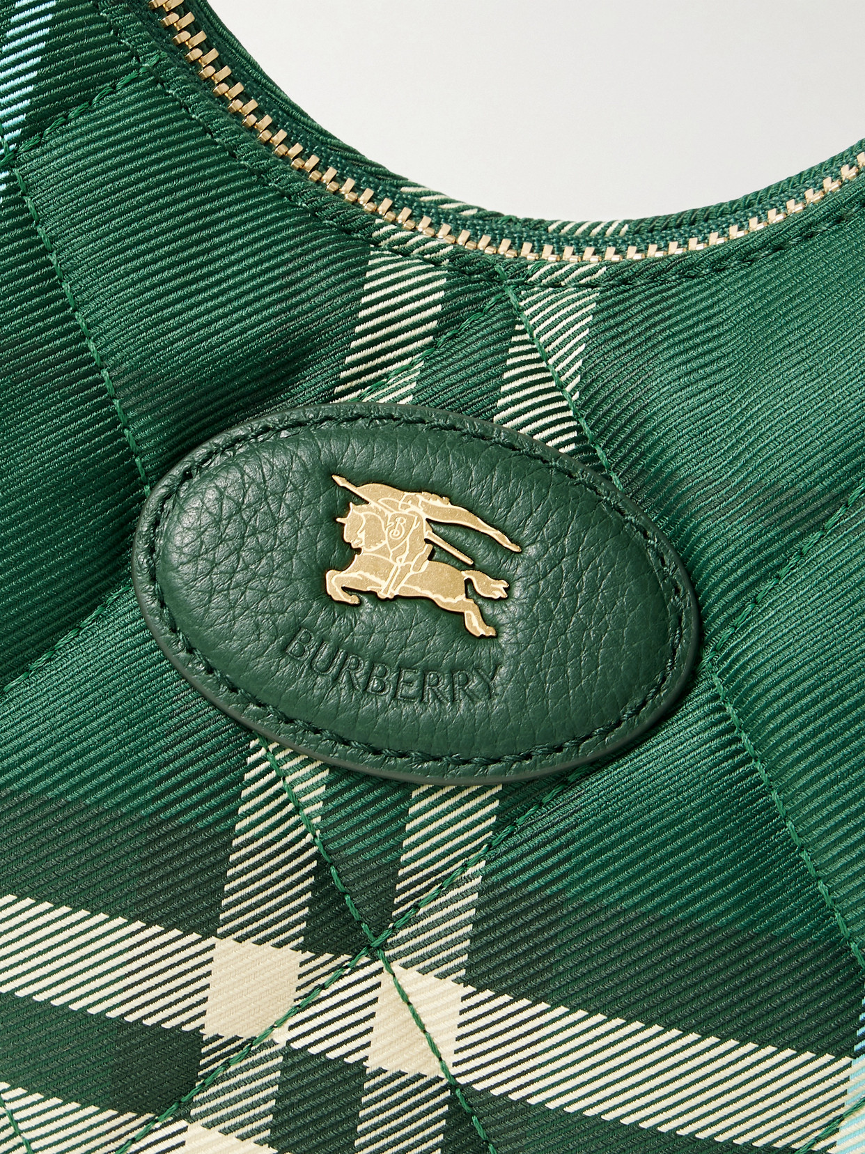 Burberry Leather-trimmed Quilted Checked Twill Shoulder Bag In Green