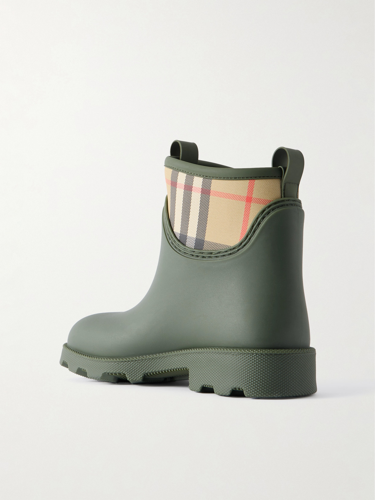 Burberry Marsh Stamp Checked Nylon-paneled Rubber Ankle Boots In Black