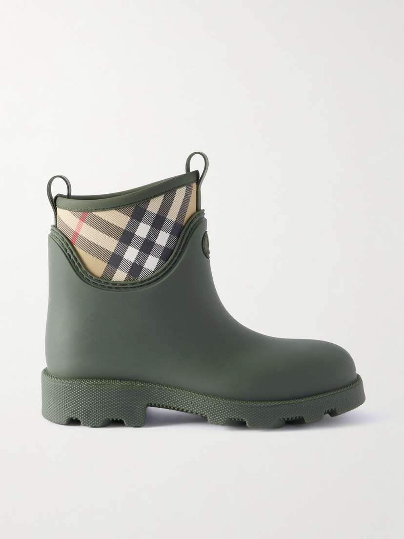 Burberry Checked Nylon-paneled Rubber Ankle Boots