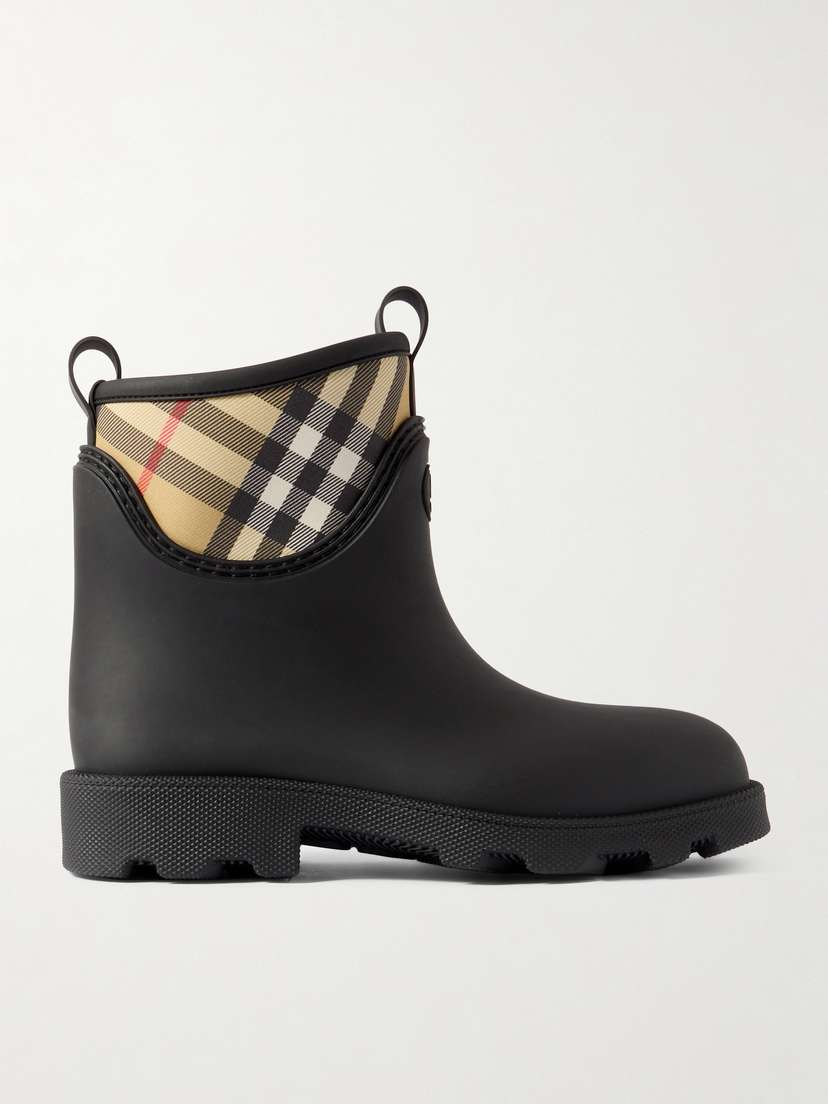 Burberry Checked Nylon-paneled Rubber Ankle Boots