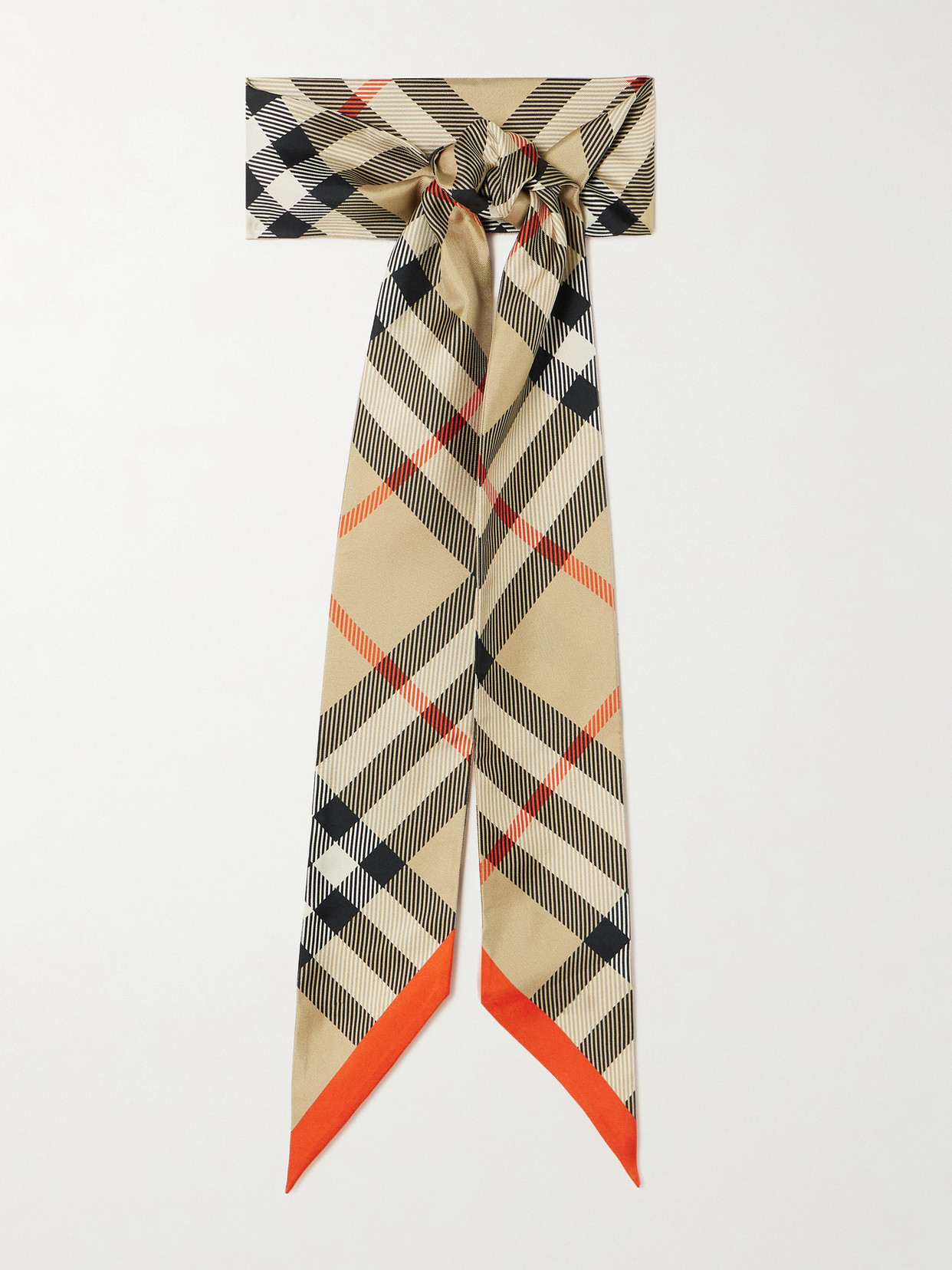 Burberry Checked Organic Mulberry Silk-twill Scarf In Neutral