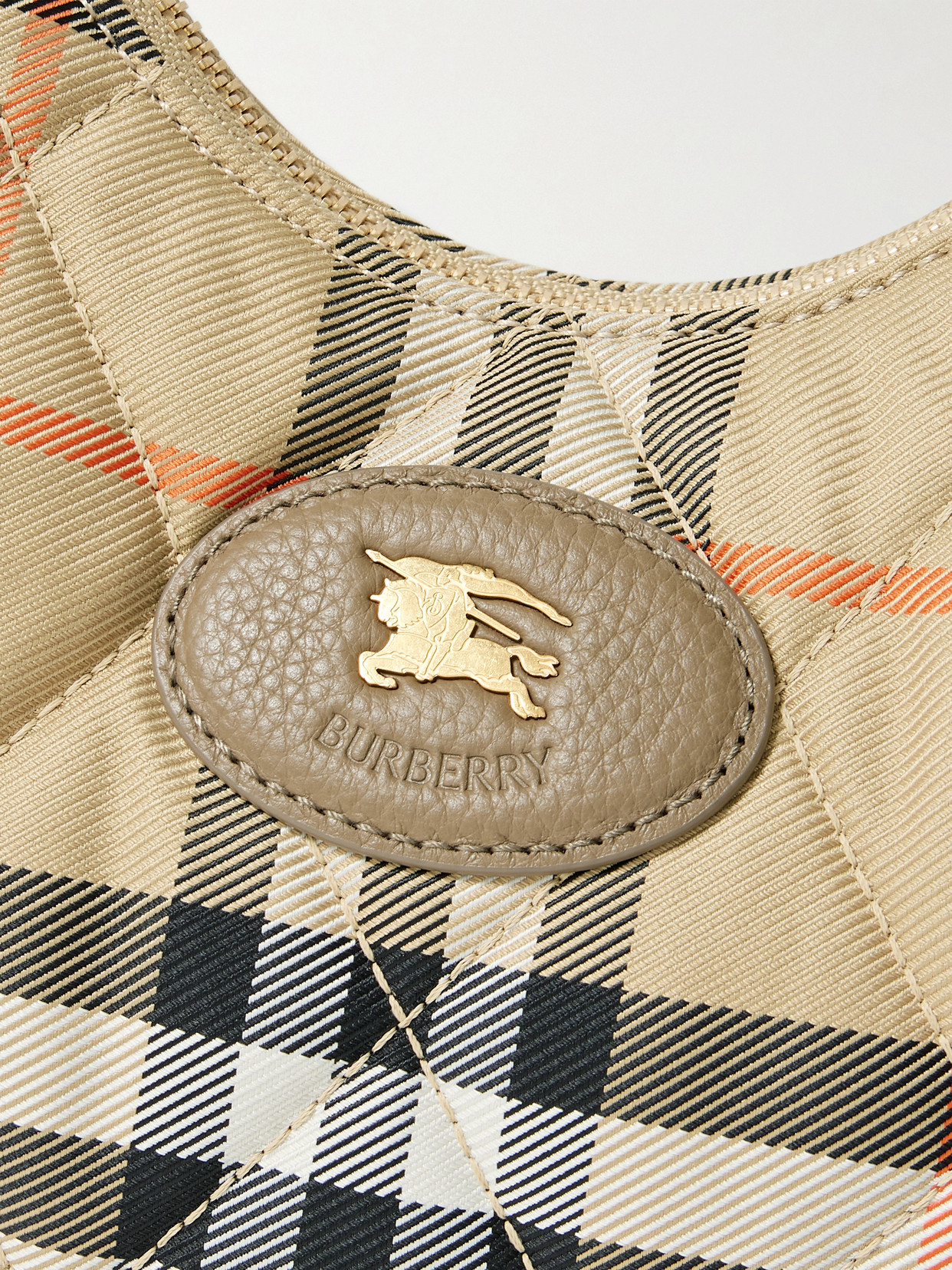 Burberry Leather-trimmed Quilted Checked Twill Shoulder Bag