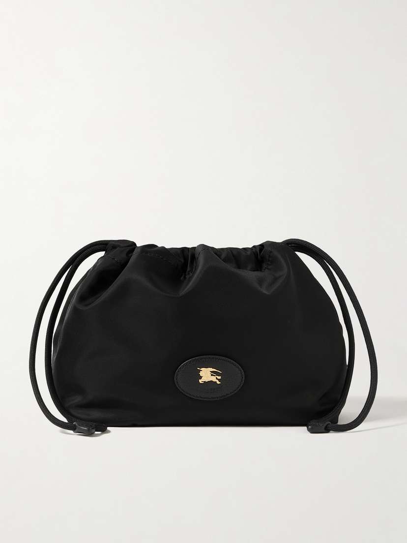 Burberry Reversible Leather-trimmed Shell Pouch
