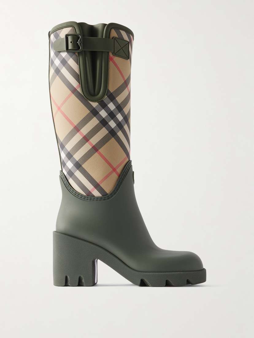 Burberry Checked Canvas-trimmed Tpu Rain Boots