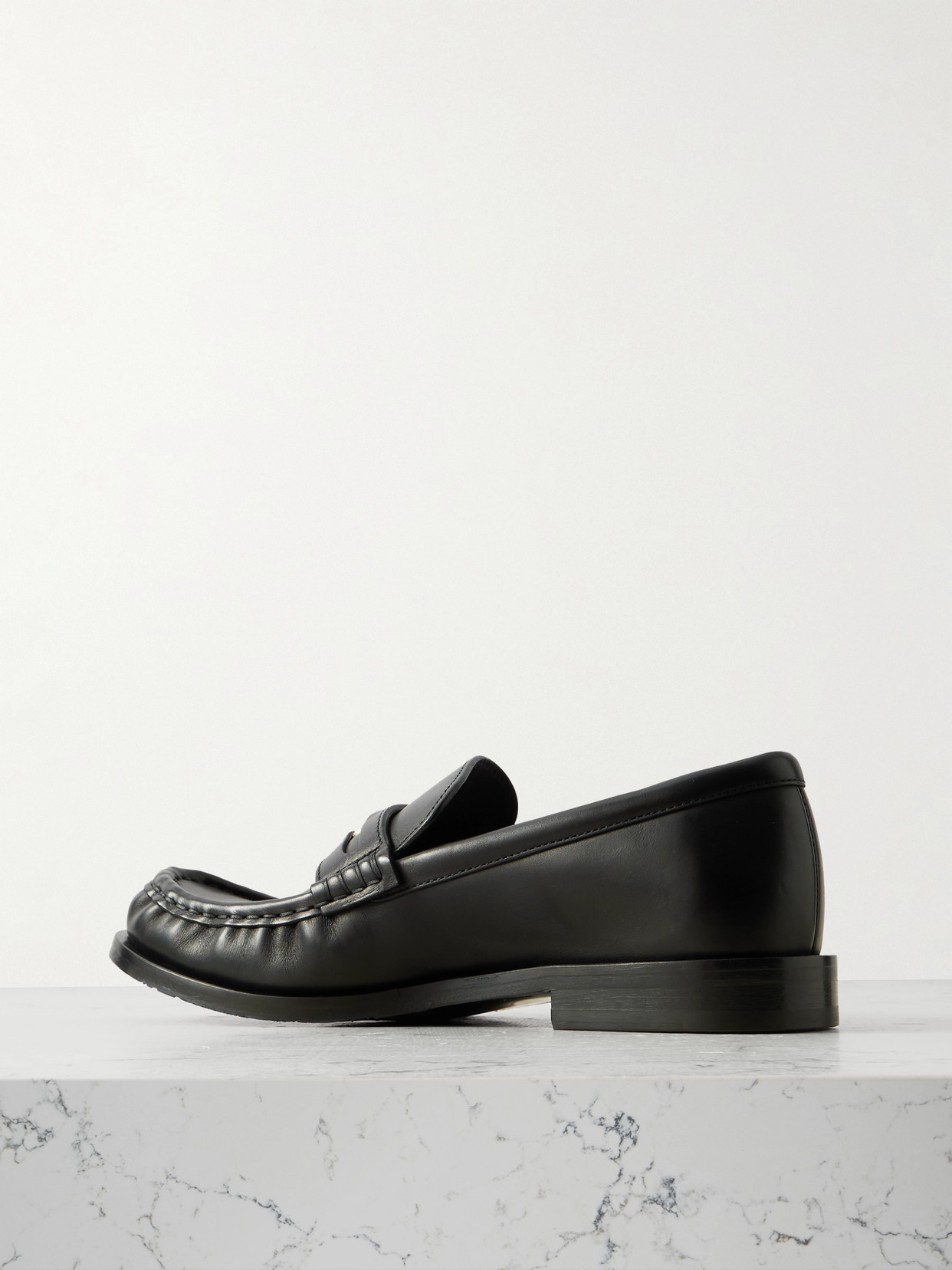 Burberry Leather Penny Loafers In Black