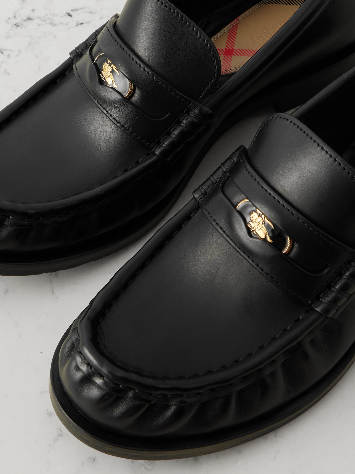 Burberry Leather Penny Loafers In Black