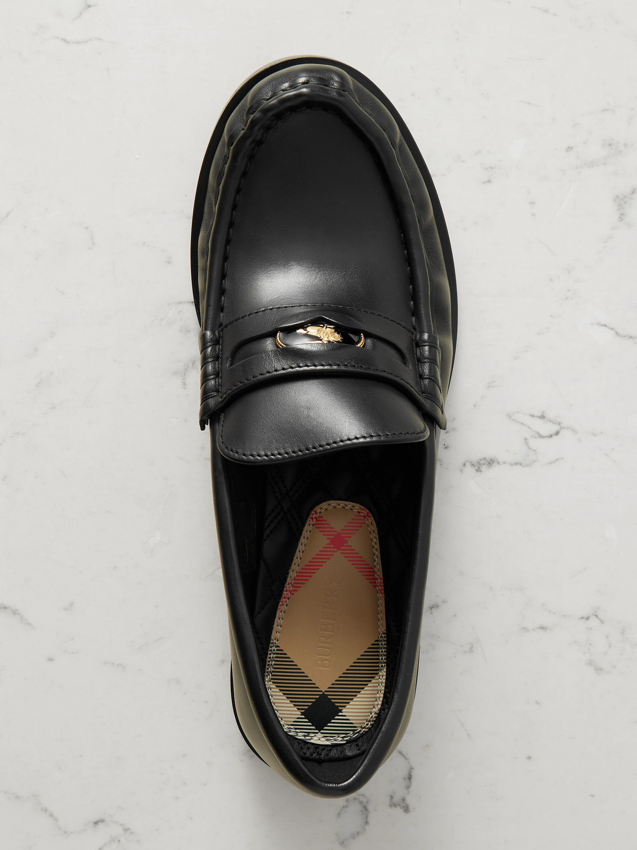 Burberry Leather Penny Loafers In Black