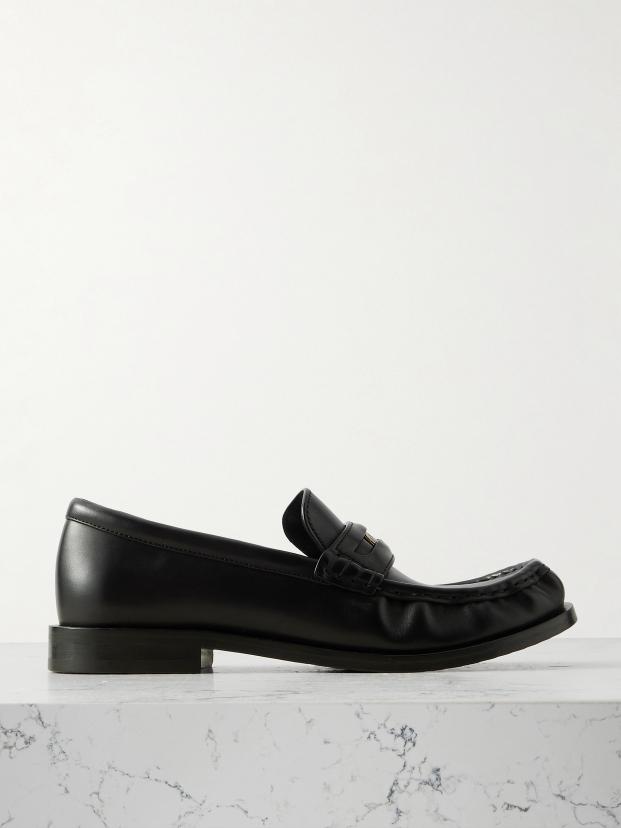 Burberry Leather Penny Loafers In Black