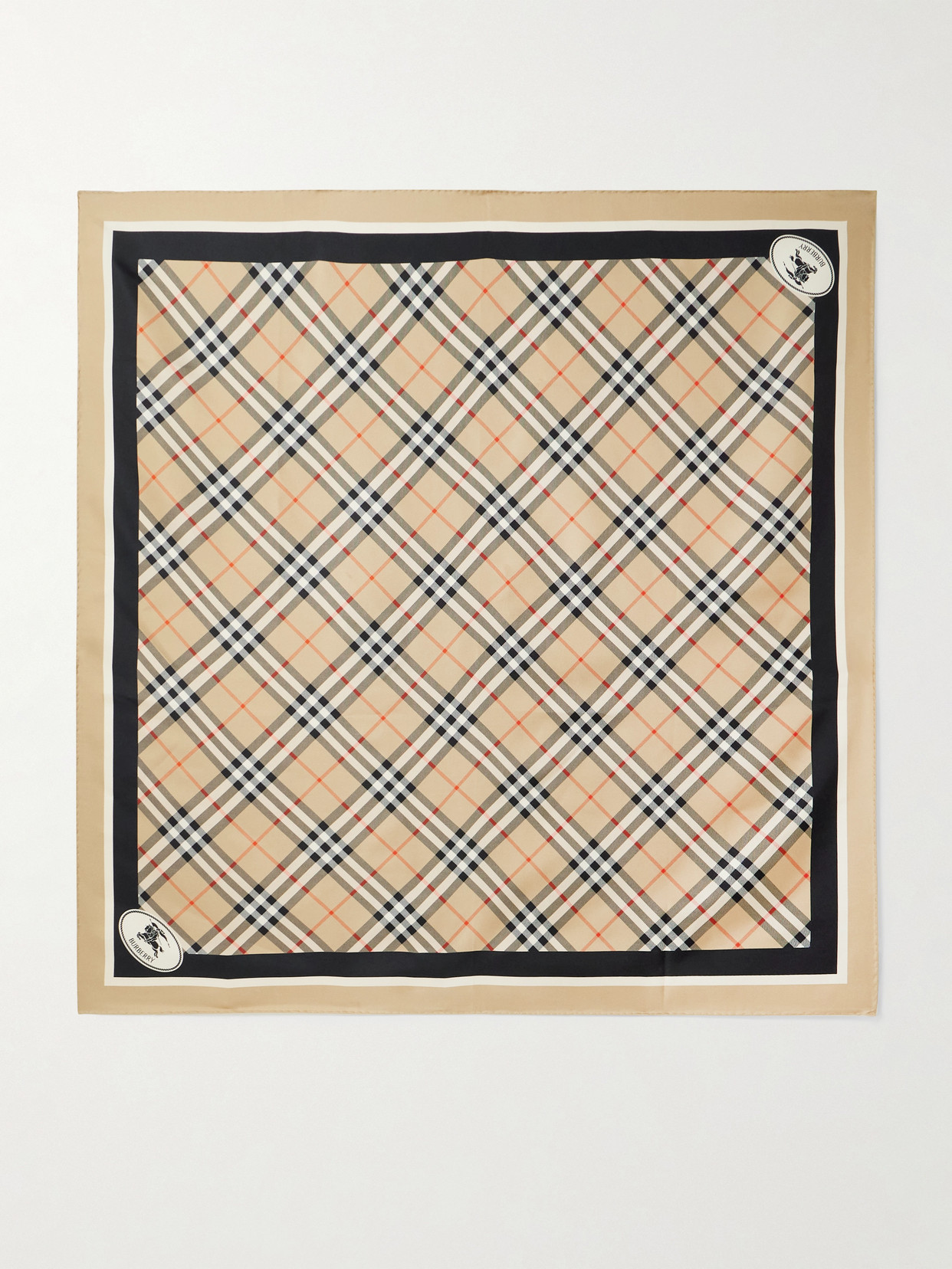 Burberry Check Silk Scarf In Brown