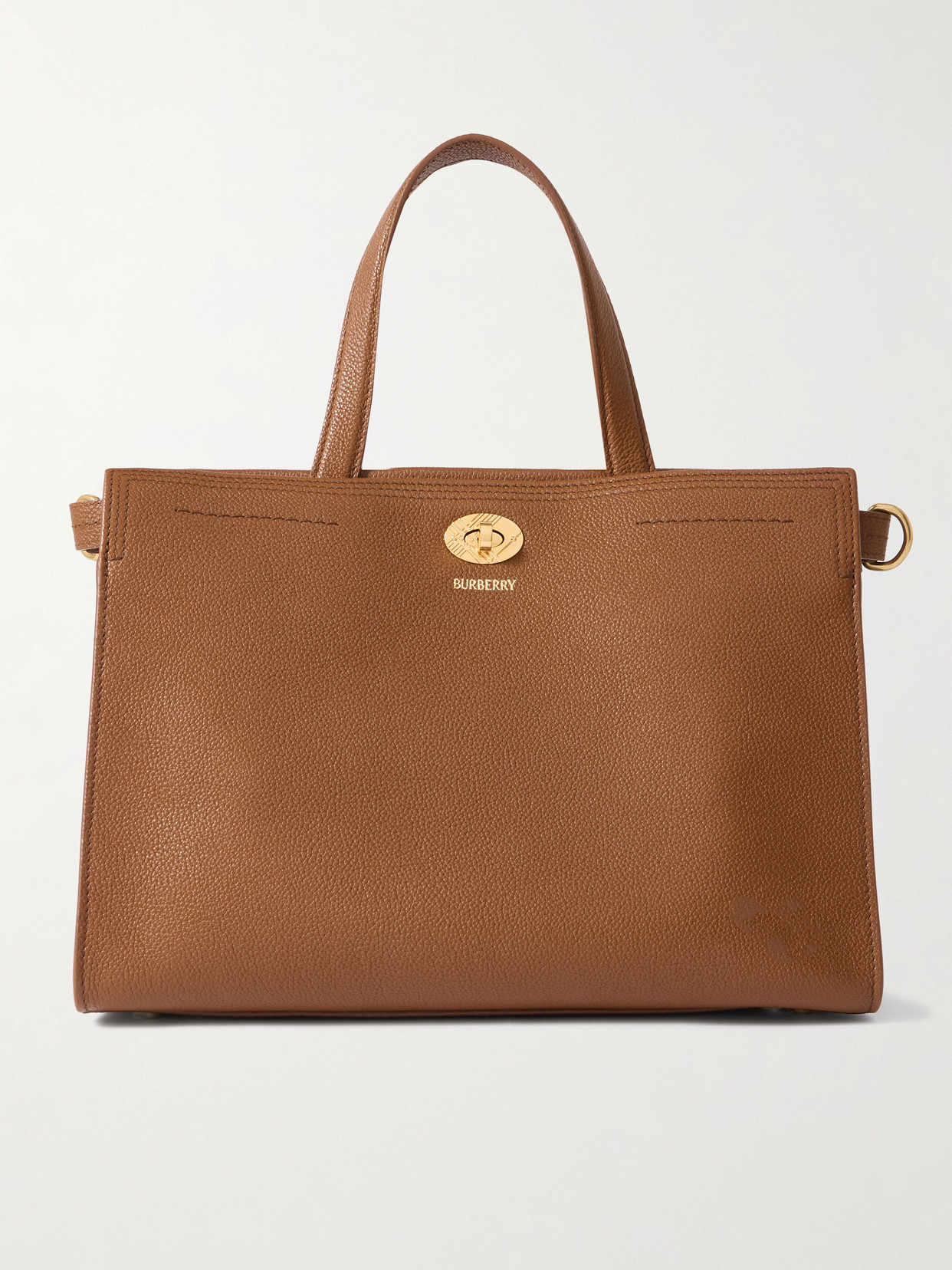 Burberry Textured-leather Tote In Brown