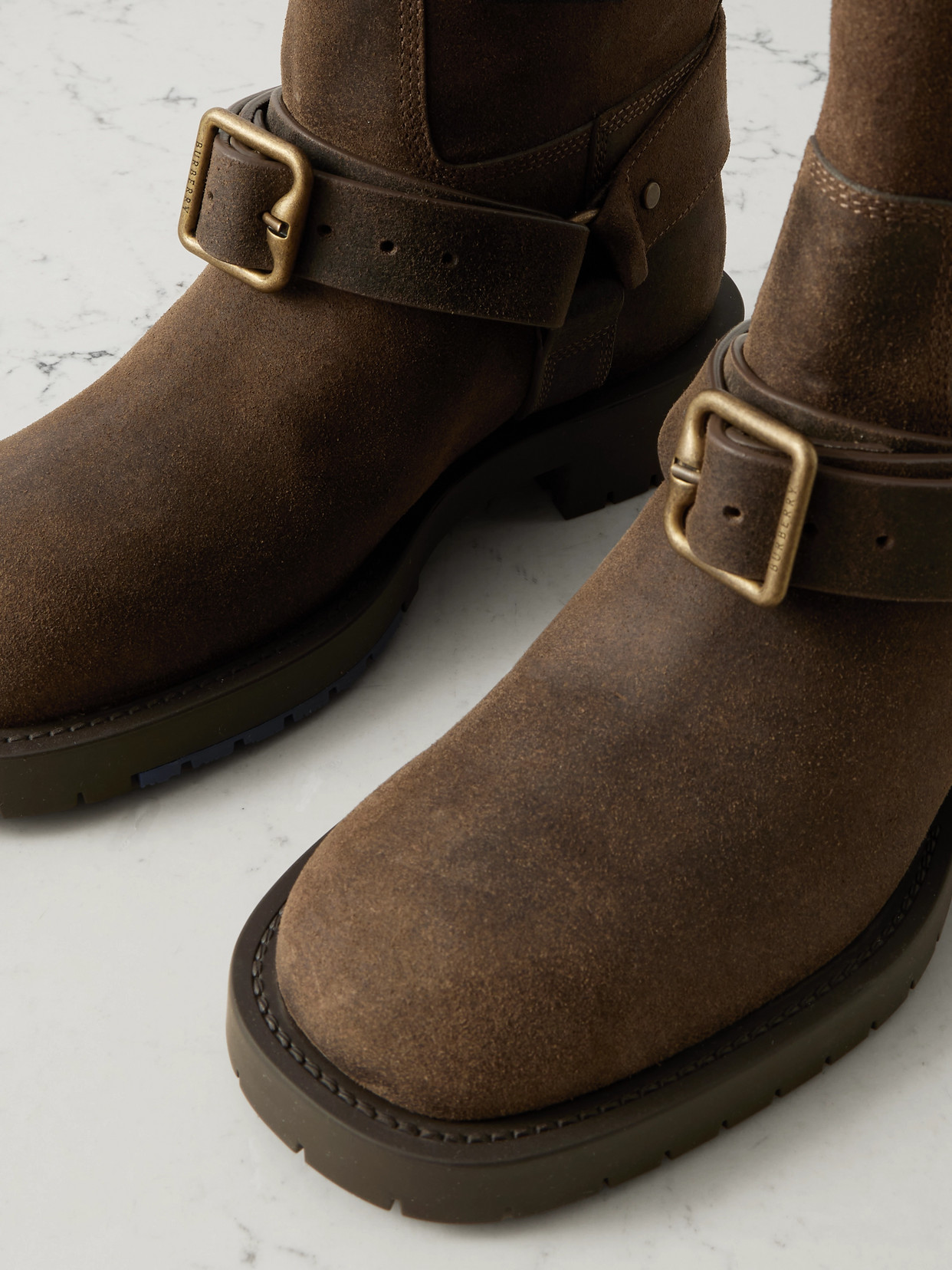 Burberry Soft Saddle Suede Knee-high Boots In Brown