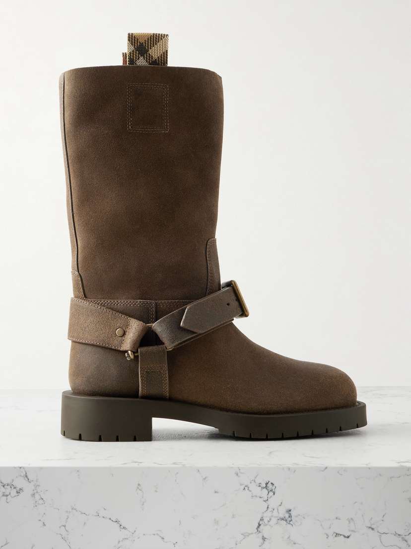 Burberry Buckled Suede Boots