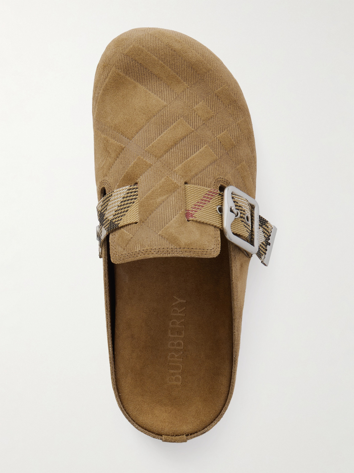 Burberry Urchin Canvas-jacquard Trimmed Textured-suede Clogs