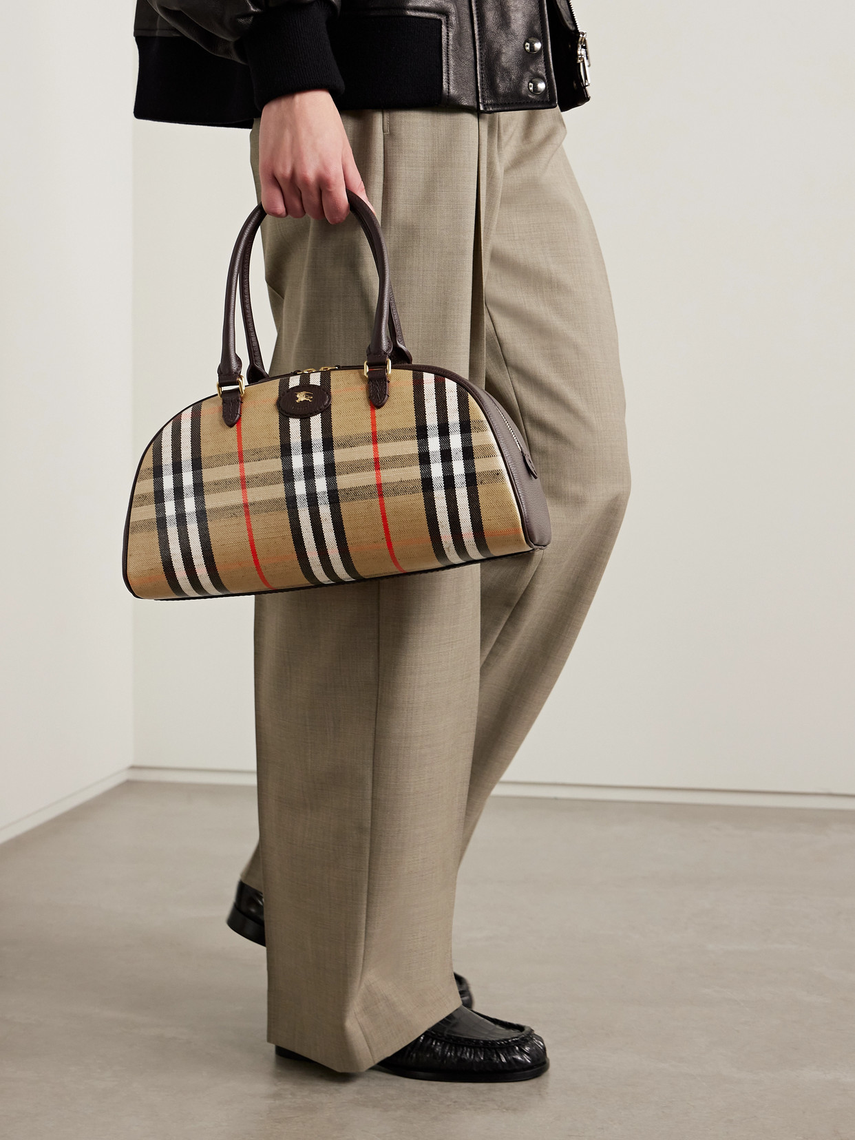 Burberry Textured Leather-trimmed Coated Canvas-jacquard Tote
