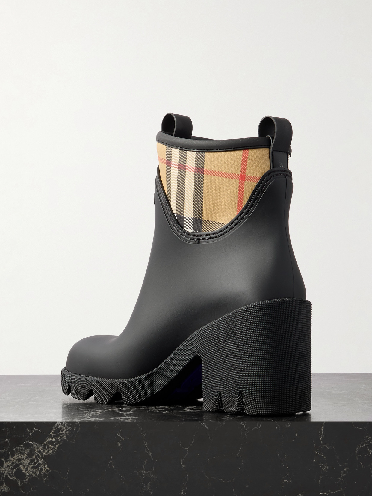 Burberry Flinton Check Waterproof Rain Boot In Black