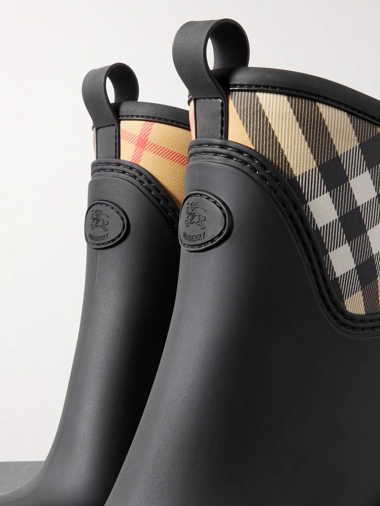 Burberry Flinton Check Waterproof Rain Boot In Black