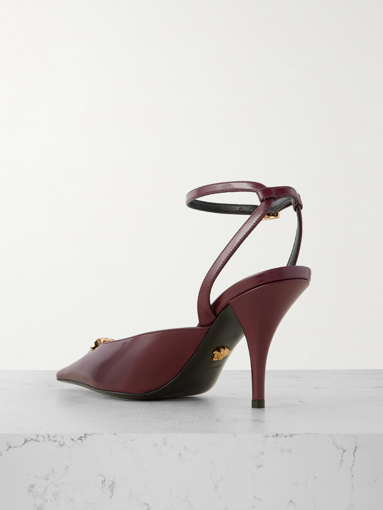 Versace Embellished Leather Pumps