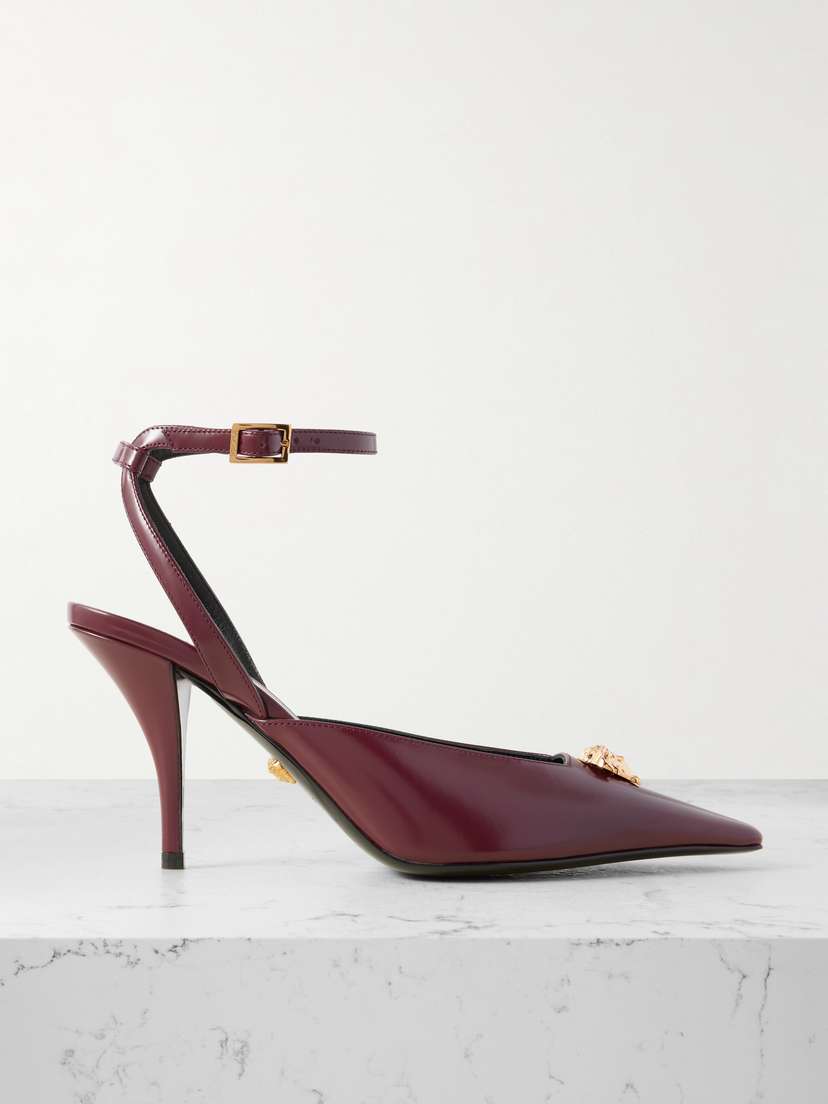 Versace Embellished Leather Pumps