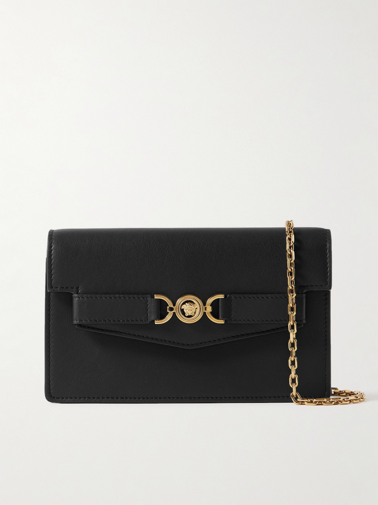 Versace Leather Shoulder Bag In Black