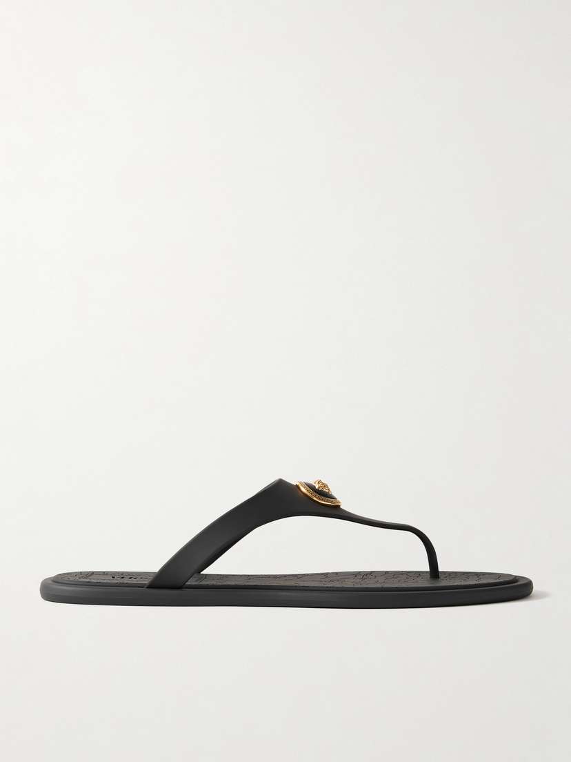 Versace Alia Embellished Rubber Flip Flops