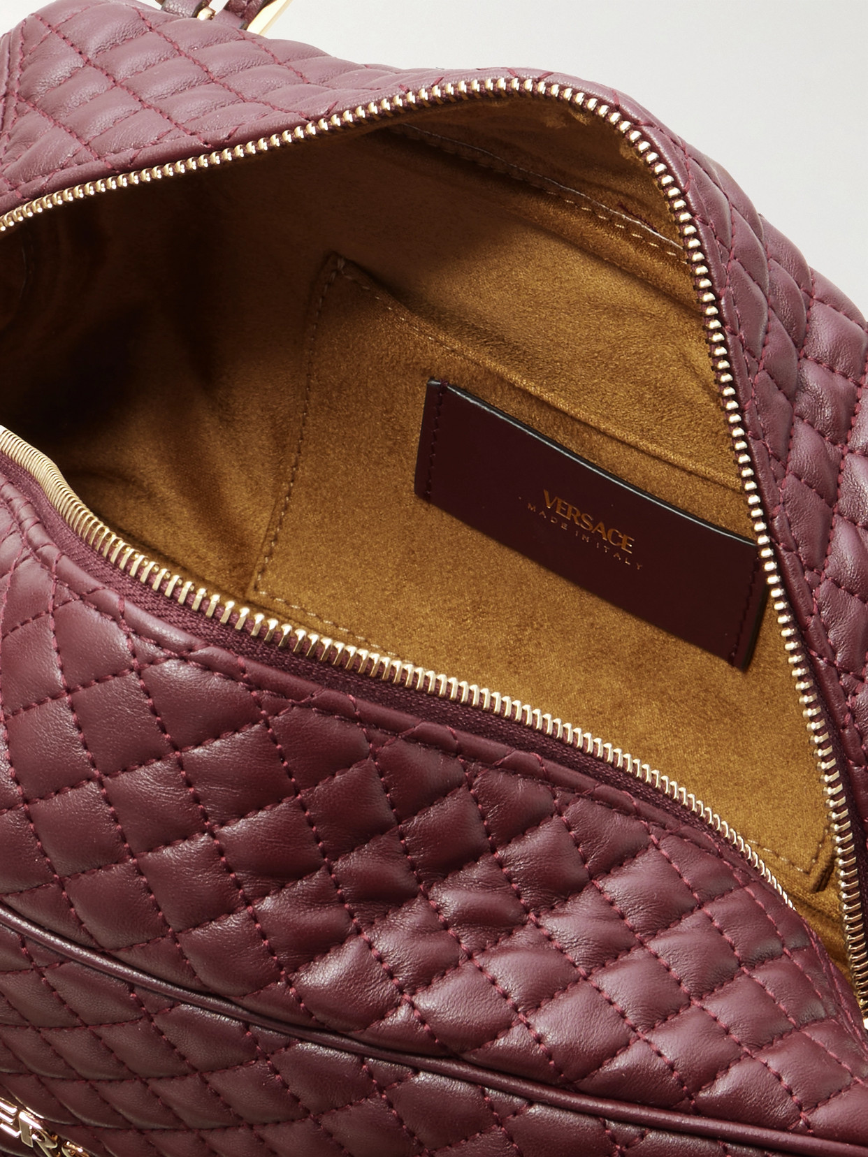 Versace Bordeaux Quilted Leather Bowling Crossbody Bag