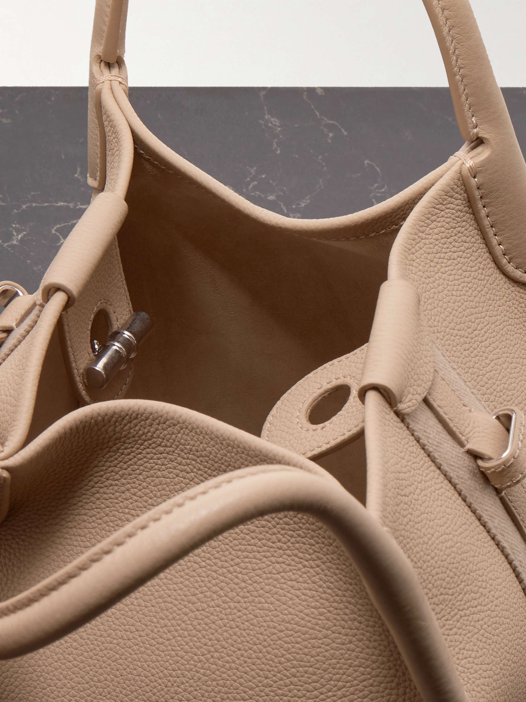 LORO PIANA Bale canvas-trimmed textured-leather tote