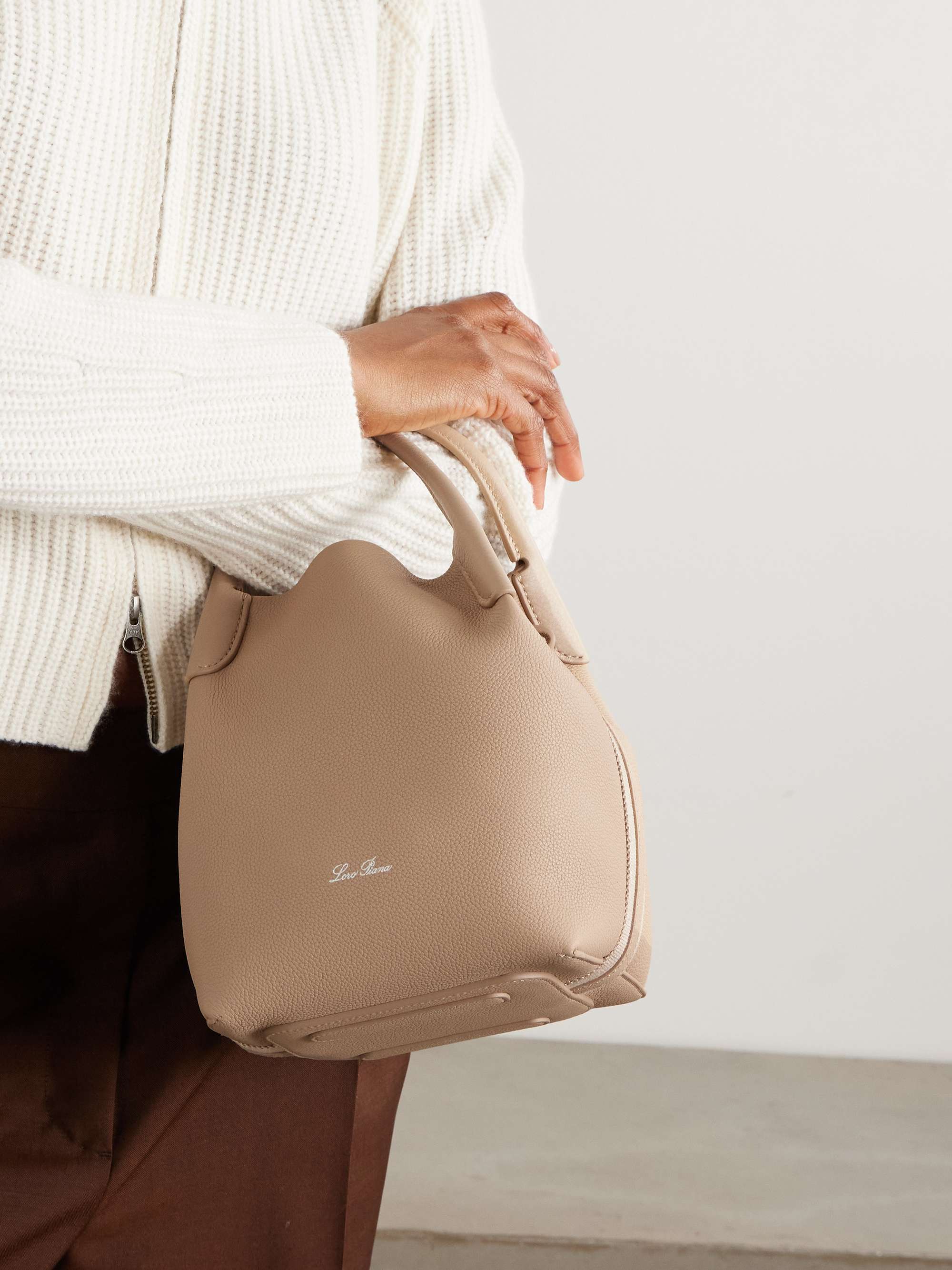 LORO PIANA Bale canvas-trimmed textured-leather tote
