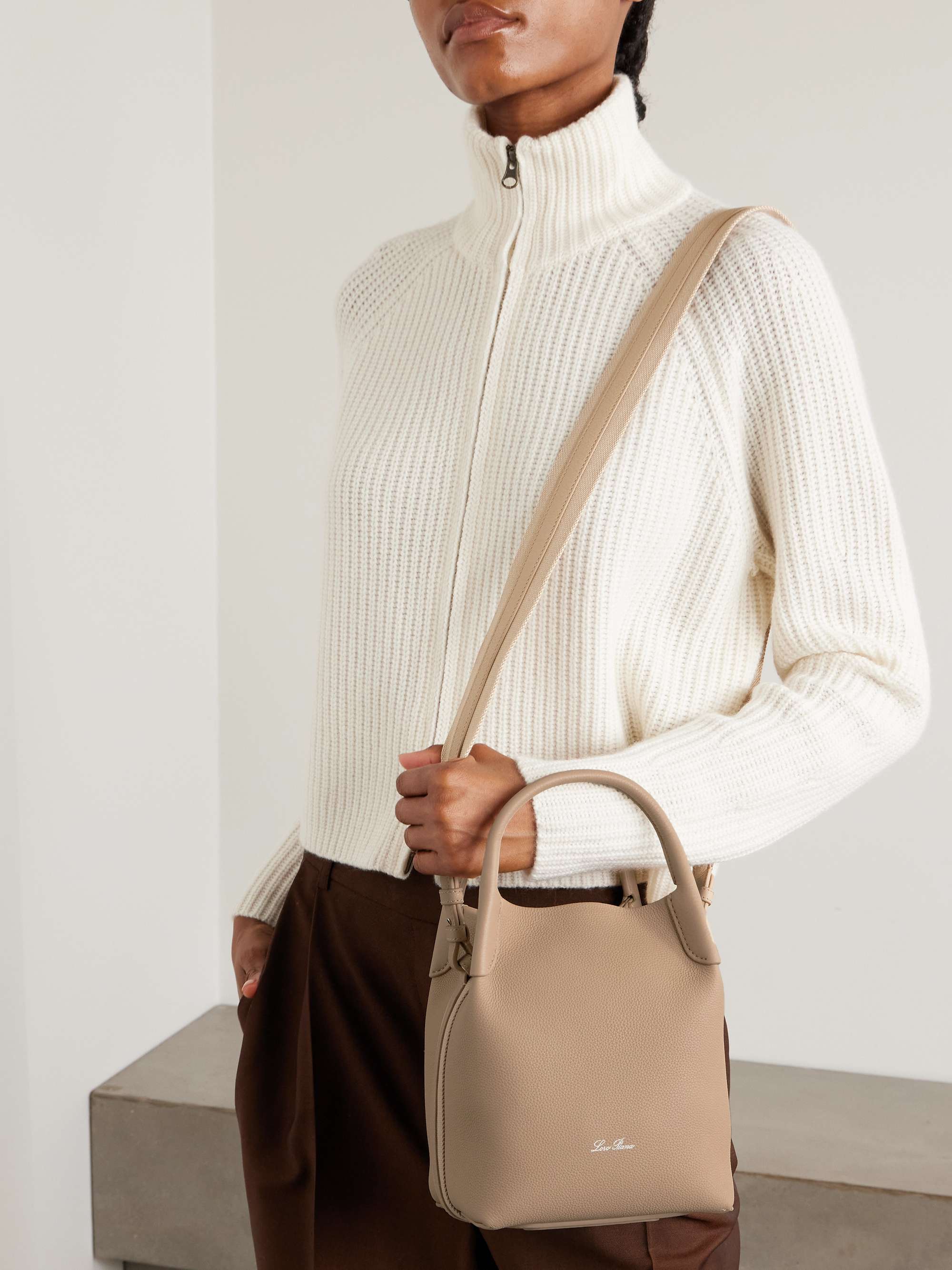 LORO PIANA Bale canvas-trimmed textured-leather tote