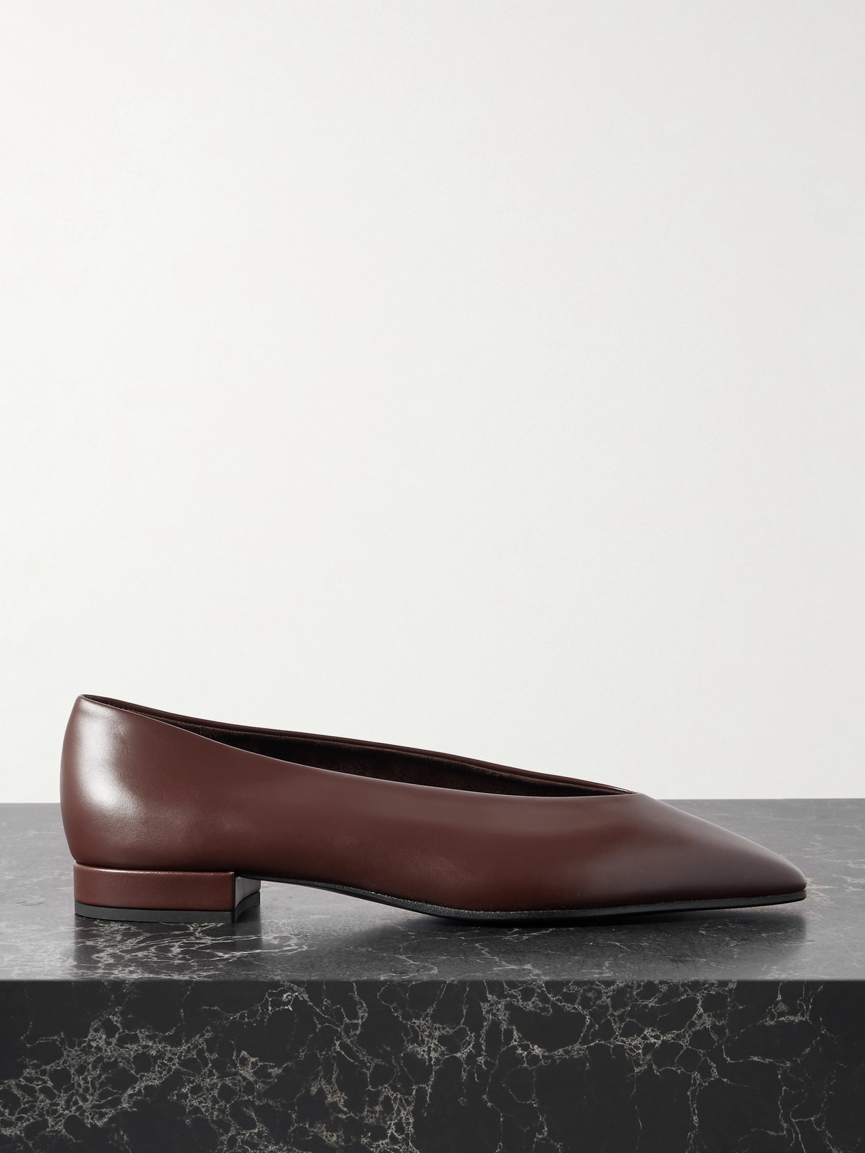 Loro Piana Rebecca Leather Point-toe Flats In Burgundy