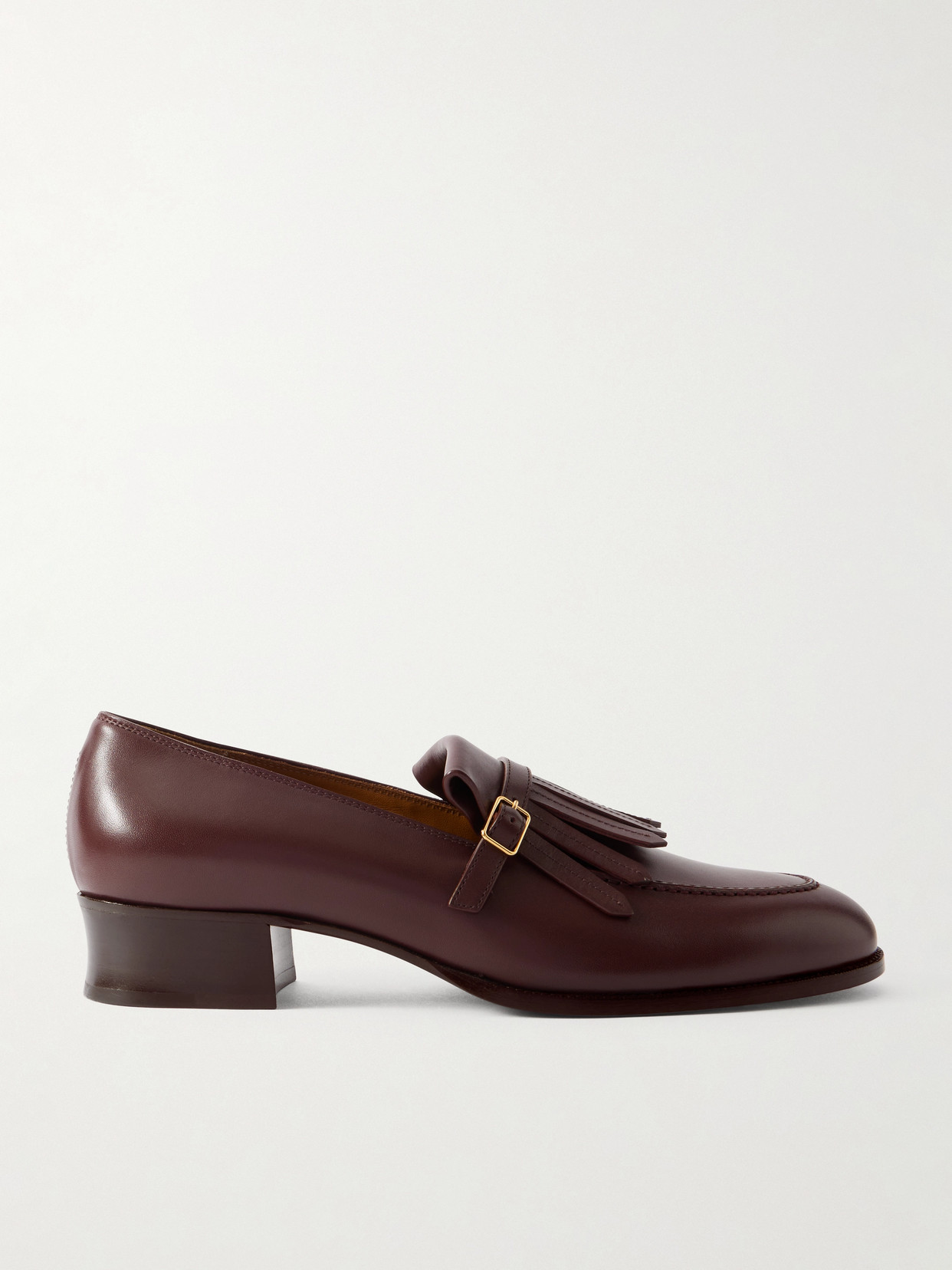 Loro Piana Pennan Fringed Leather Loafers In Burgundy