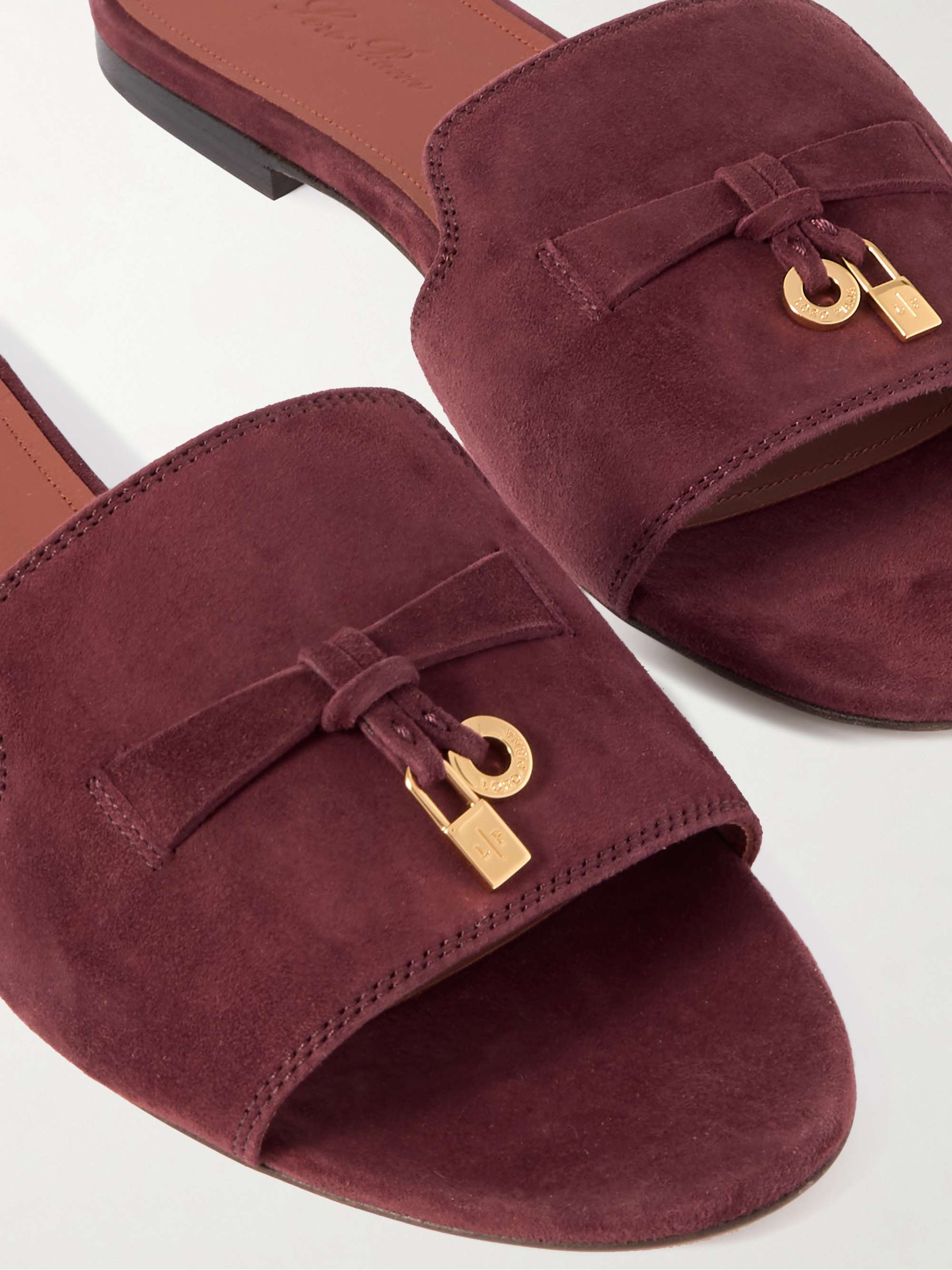 LORO PIANA Summer Charms suede slides