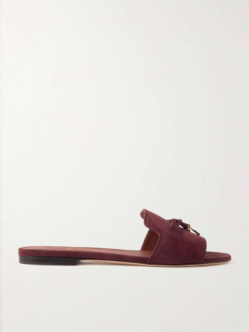 Loro Piana Summer Charms Suede Slides