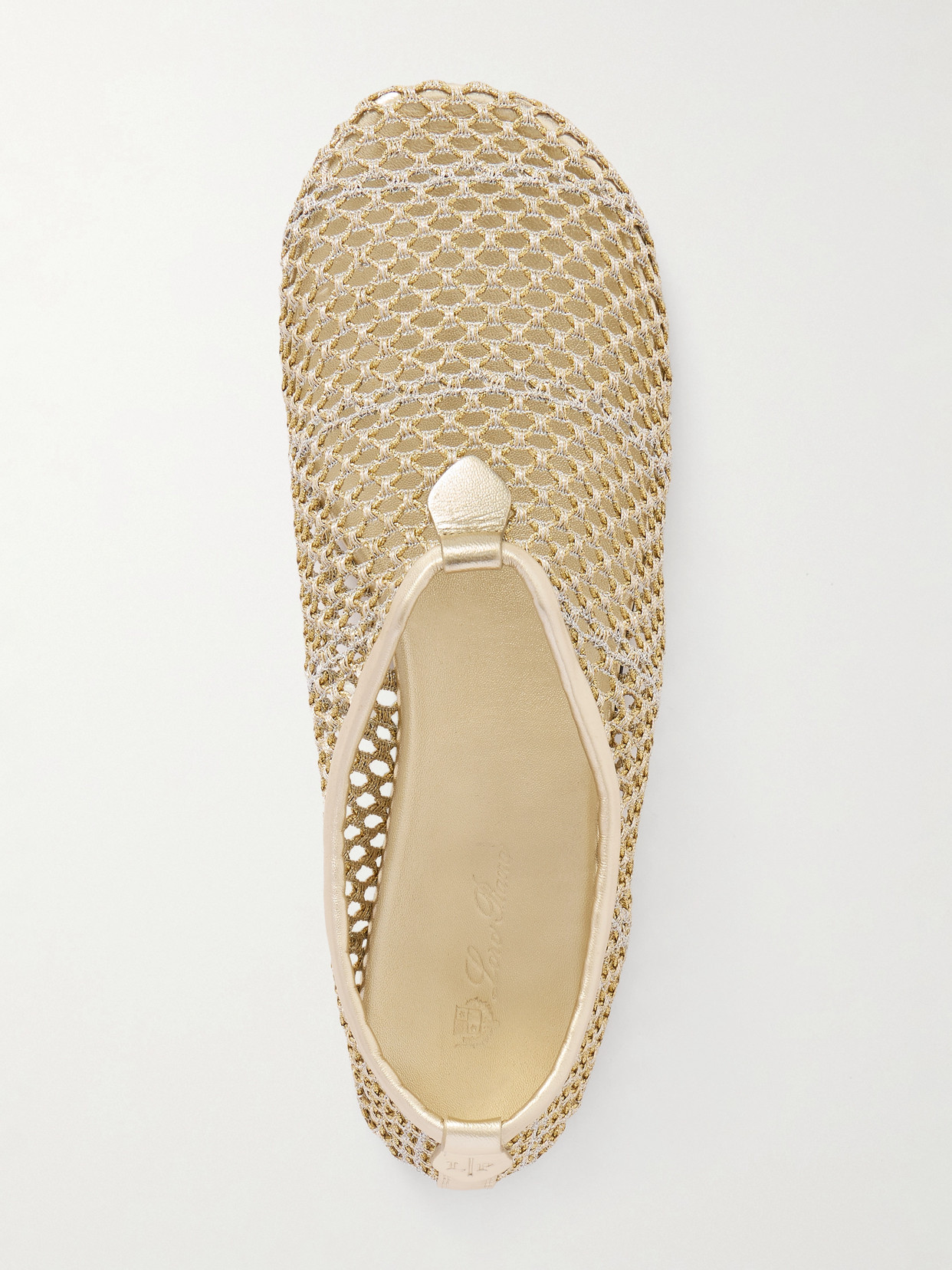 Loro Piana Floaty Leather-trimmed Metallic Mesh Loafers In White