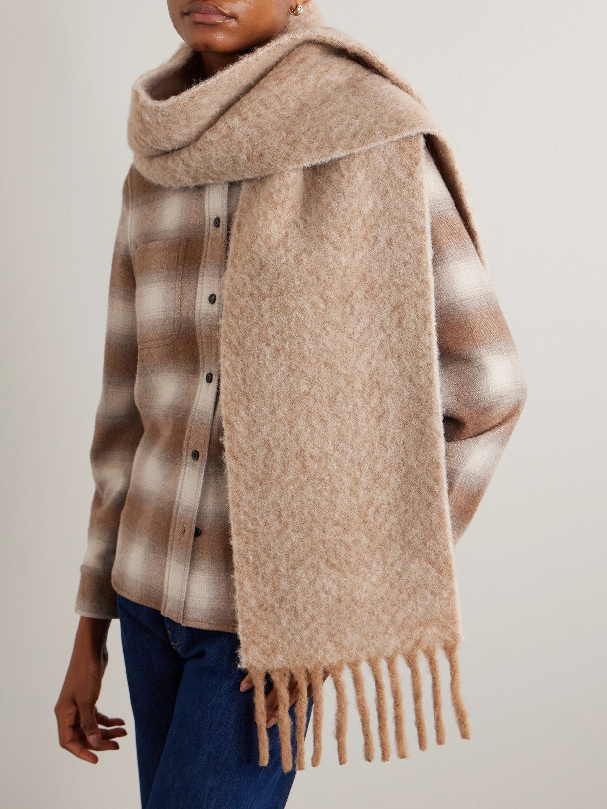 Loro Piana Fringed Alpaca-blend Scarf In Brown