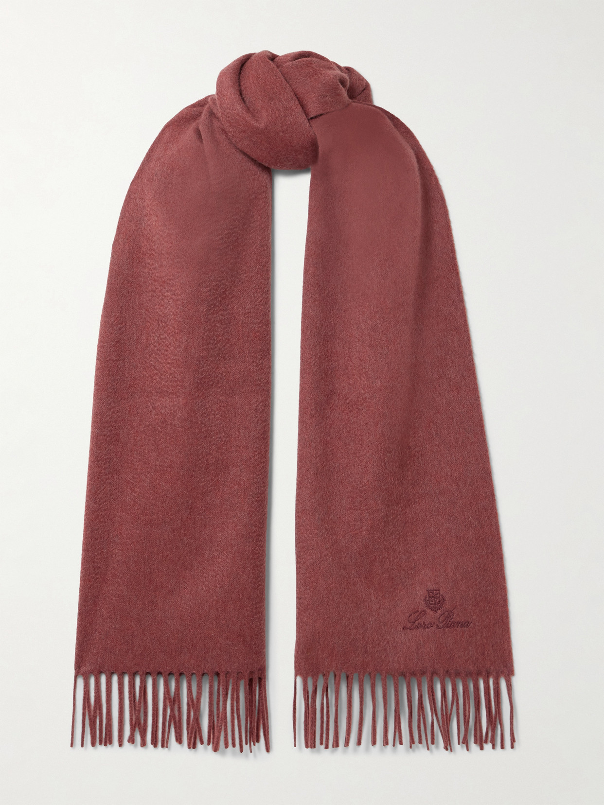 Loro Piana Grande Unita Fringed Cashmere Scarf In Red