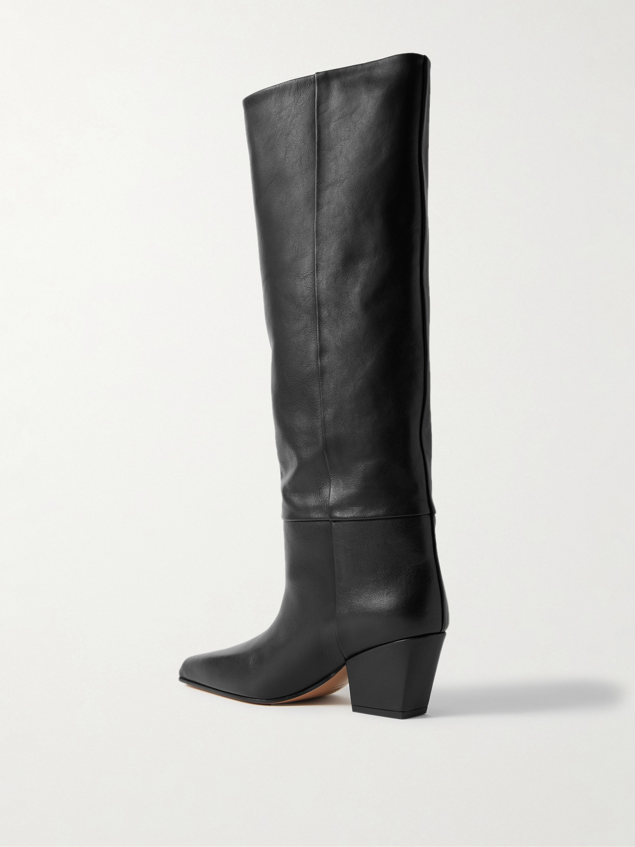 Paris Texas Jane Knee-high Leather Texan Heel Boots In Black