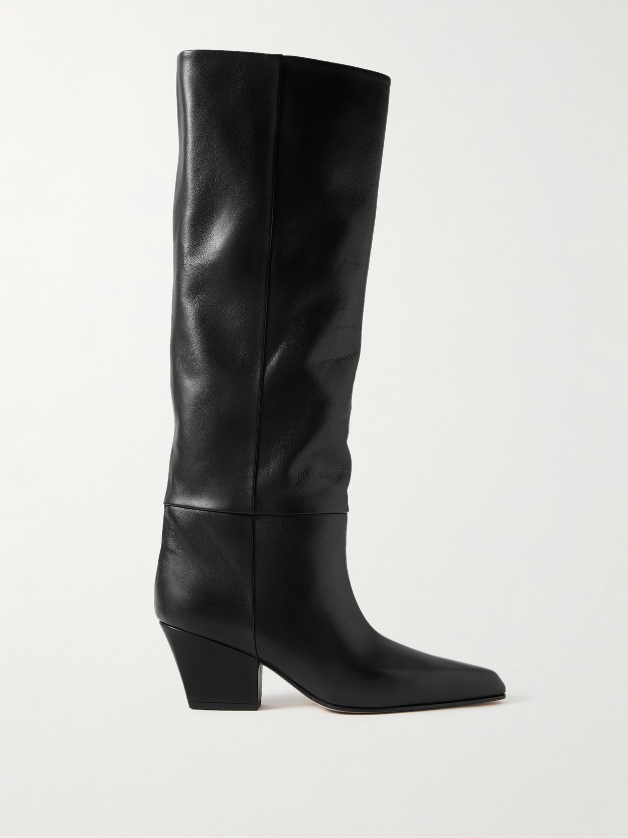 Paris Texas Jane Leather Knee Boots In Black