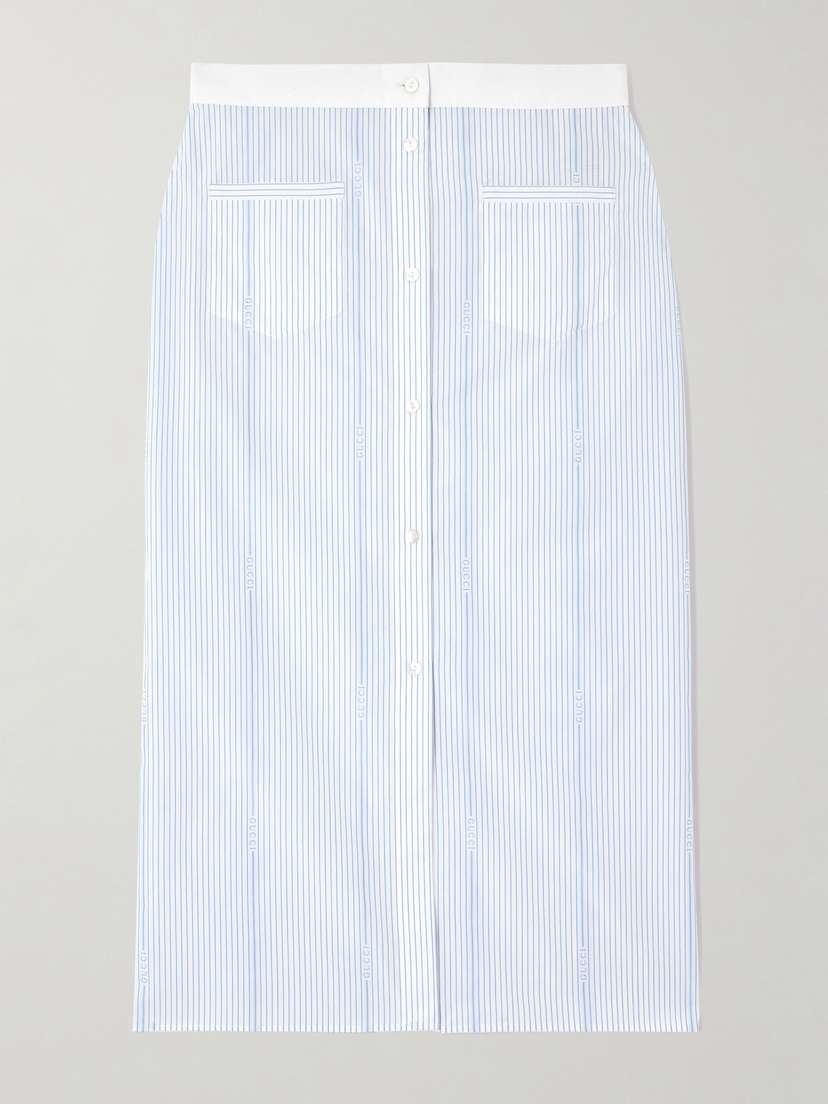 Gucci Lido Striped Cotton-poplin Midi Skirt
